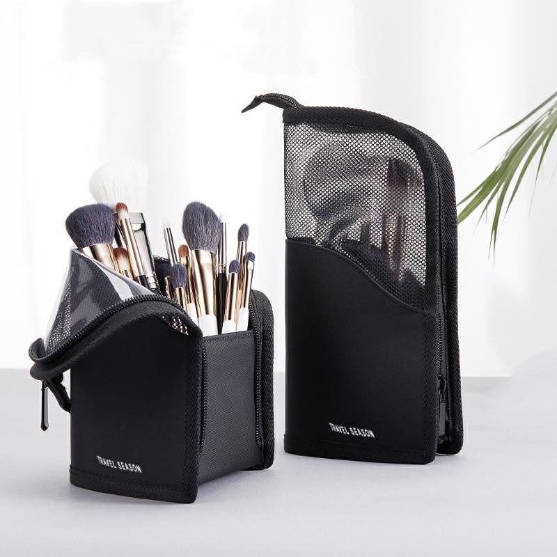 Reise-Kosmetikständer mit Reißverschluss und Pinselhalter für die Make-up-Organisation_voghion.com