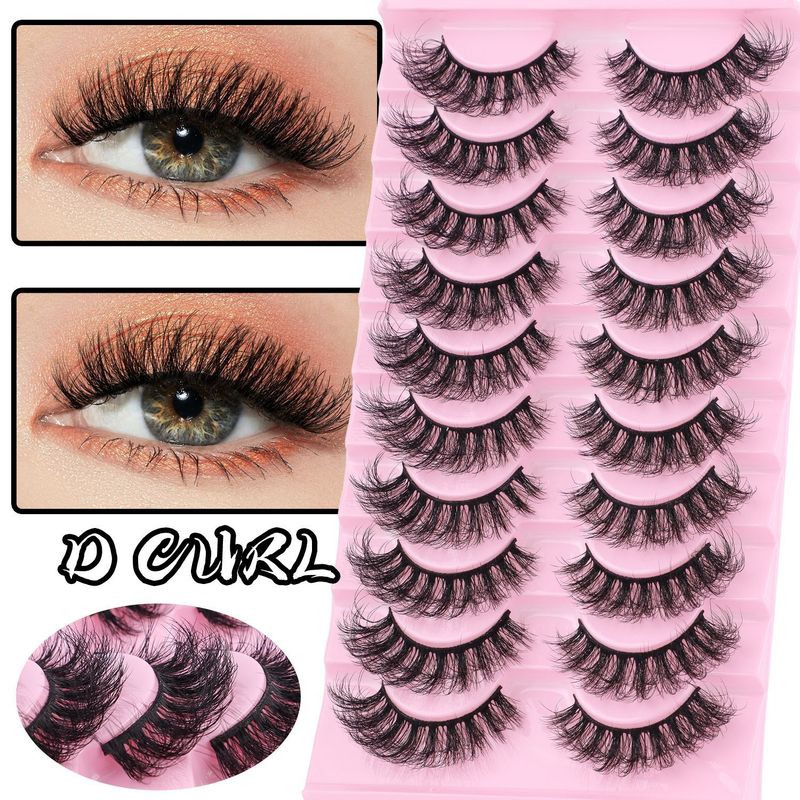 10 Pairs Natural Fake Eyelashes - Fluffy & Wispy Long Lashes For Everyday Wear, Cruelty-Free & Lightweight, 3D Effect False Eyelashes Set_voghion.com
