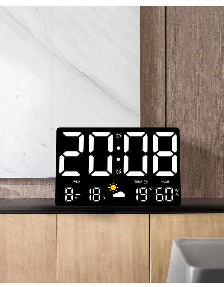 Sales Large Screen Wall Air Pressure Sensing Temperature And Humidity Multifunctional Colorful Weather Clock 8012_voghion.com