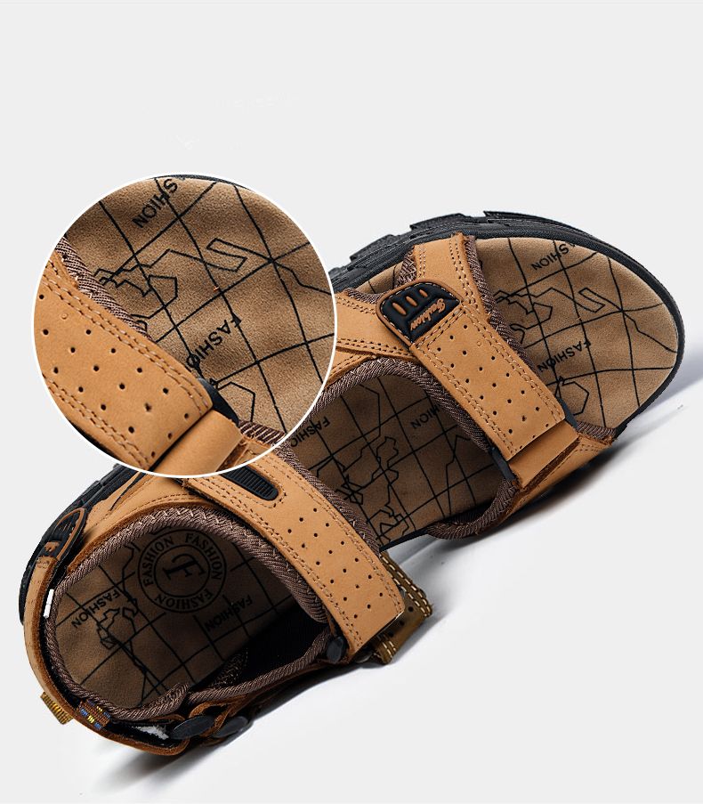 Echt Lieder Männer Sandalen Summer Fräizäit Männer Schong Héichqualitativ mëll Casual Sandalen fir Männer Strand Wanderschong Gréisst 46_voghion.com