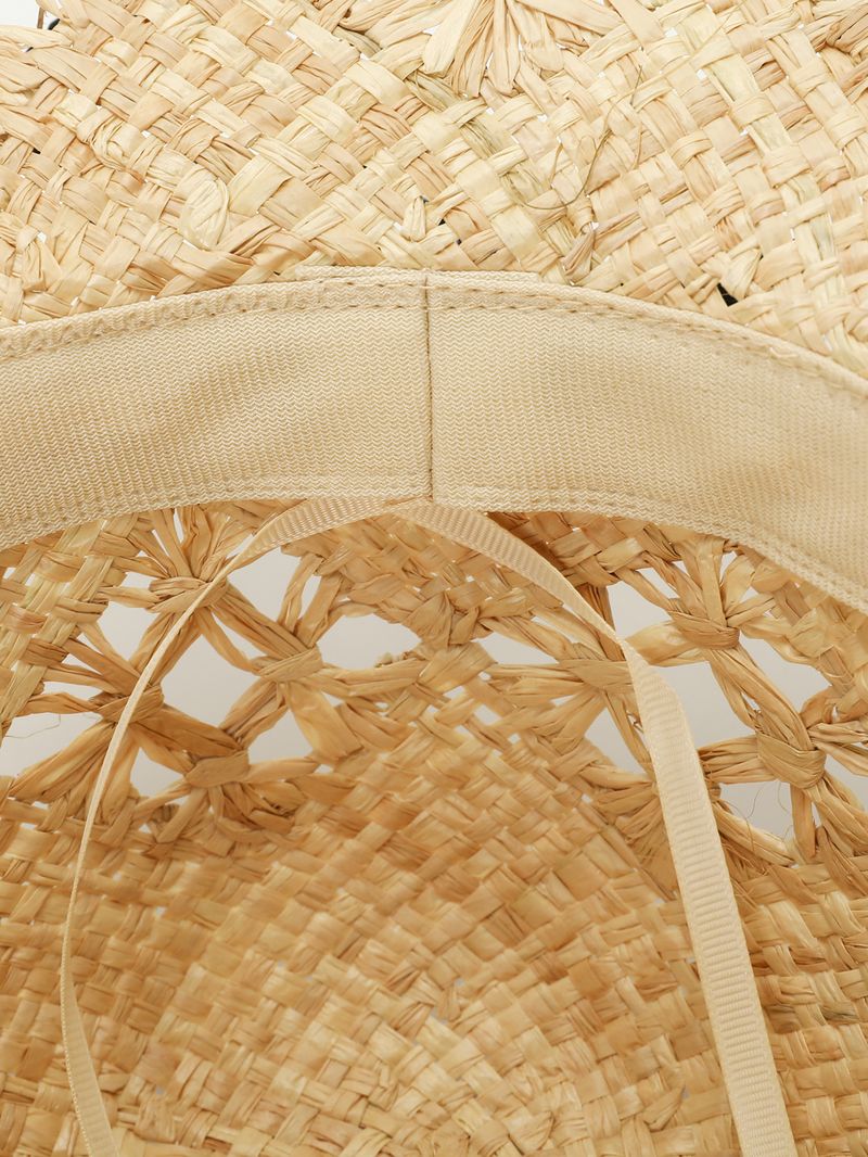 Cappello da spiaggia estivo da donna in stile INS, con tesa larga in rafia cava, cappello da sole_voghion.com