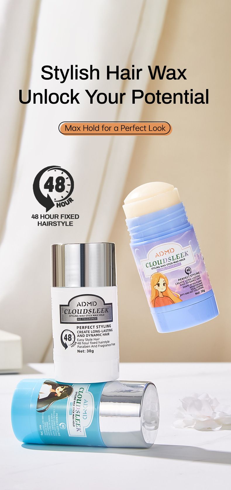 Pomades & Waxes ADMD Hair Wax Sticks To Improve Frizzy, Soft And Smooth Hair Finishing Cream_voghion.com