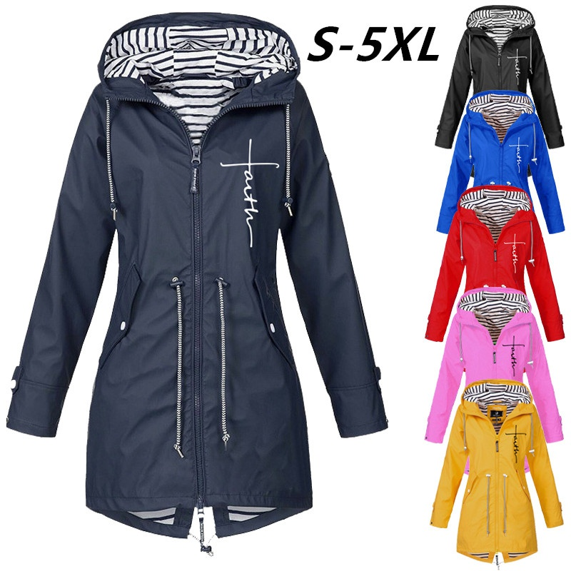 Wasserdichter Regenmantel für Damen, lässig, Basic, Outdoor, Trench, leichte Jacken mit Kordelzug, Wanderkleidung für Damen_voghion.com
