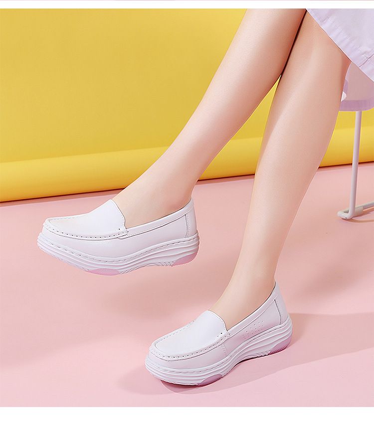 Scarpe da infermiera da donna, suole morbide, scarpe da lavoro traspiranti per dottori, suole spesse, scarpe mediche piatte antiscivolo, comode, piccole, bianche_voghion.com
