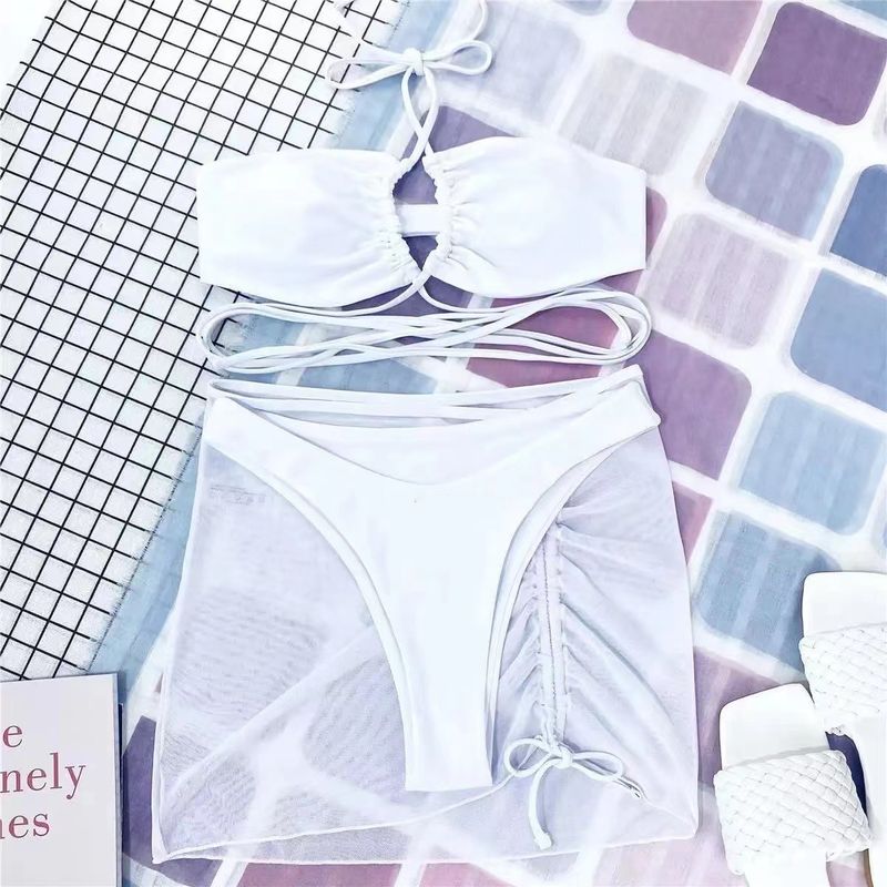 2024 New Sexy Three Piece Set Solid Color Swimsuit Fashion Bikini_voghion.com