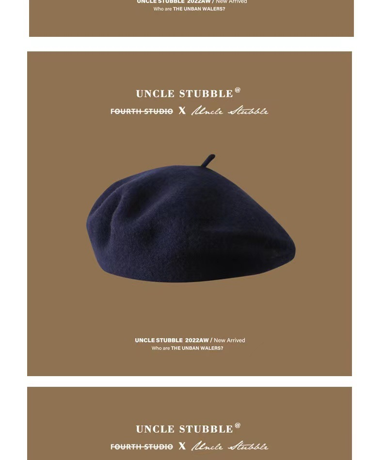 Unisex Wool beret not easy to pilling solid color retro painter hat for girls_voghion.com