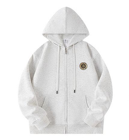 Unisex Oversized Zip-Up Hoodie – Embroidered Letter Patch & Streetwear Style_voghion.com