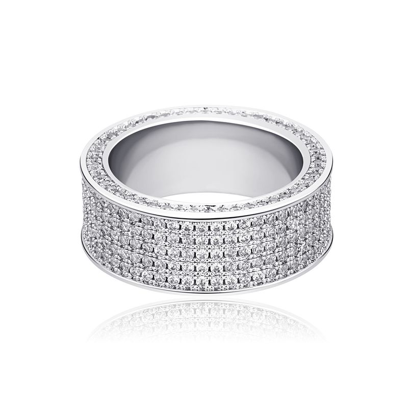 Anello impilabile Hip Hop da uomo e da donna con zirconi micro-pavé in oro o argento, design geometrico minimalista per l'uso quotidiano._voghion.com