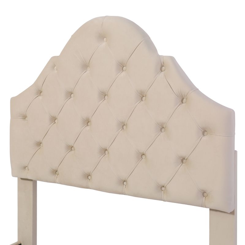 Polsterbett 90x200cm Con Verstellbarem Kopfteil, Samt, Beige_voghion.com