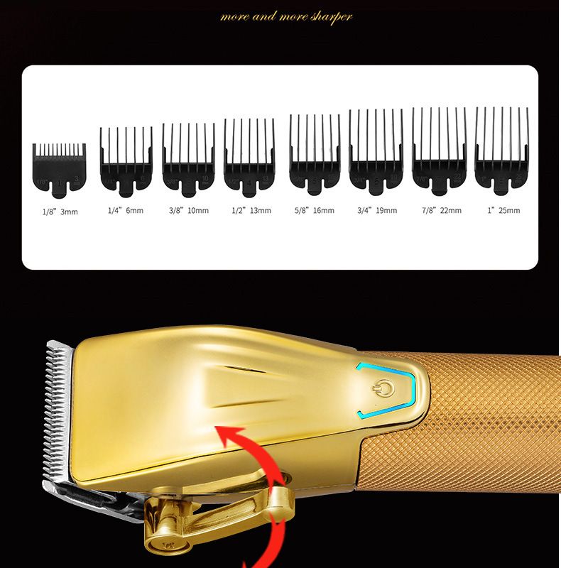 Professional Electric Clipper, LCD Battery & Length Display, 5 Guide Combs Cordless 120min Use_voghion.com