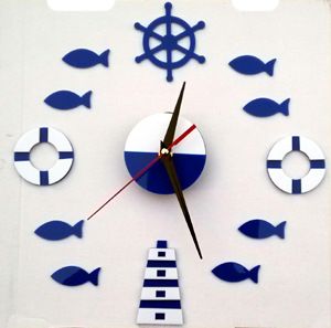 Wanduhr mit mediterranem Schiffsrad – leises Kehrwerk, DIY-Acryl-Nautikdekor für Wohnzimmer, Schlafzimmer und Büro_voghion.com