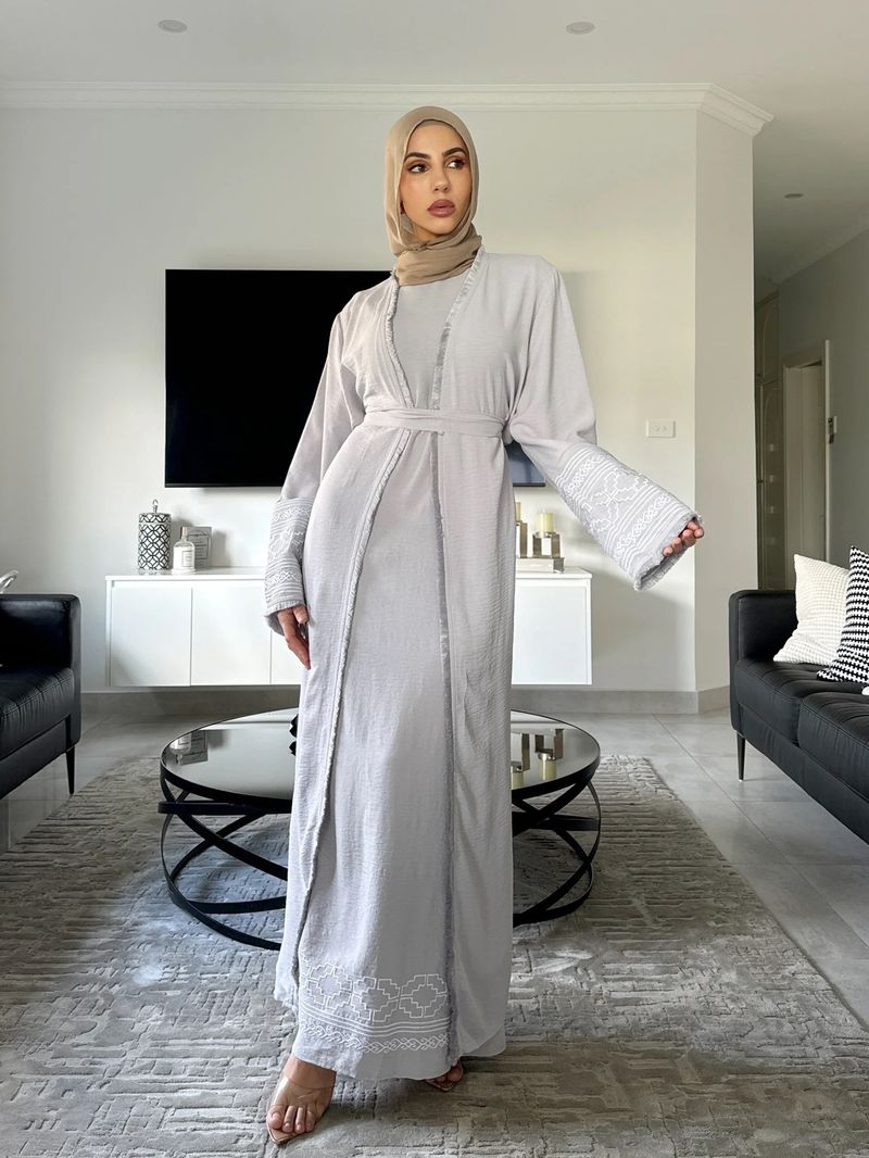 Ženska odjeća Bliskog istoka Robe Butik Vez Moda Kardigan s resicama i muslimanska haljina_voghion.com