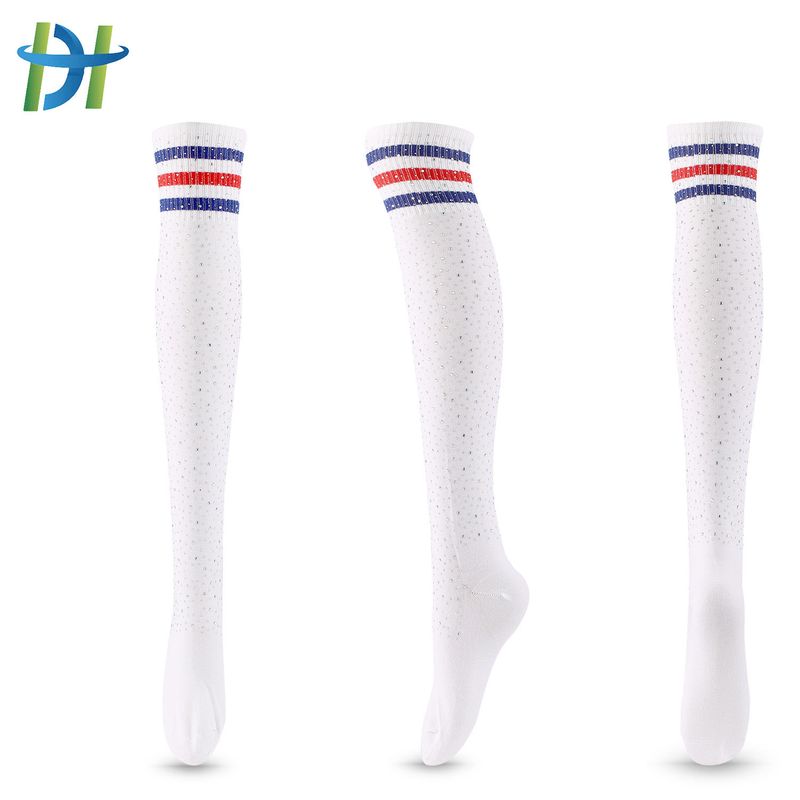 2025d Sexy Strass Sopra il Ginocchio con Strass Calzini Lunghi a Righe in Cotone da Donna_voghion.com