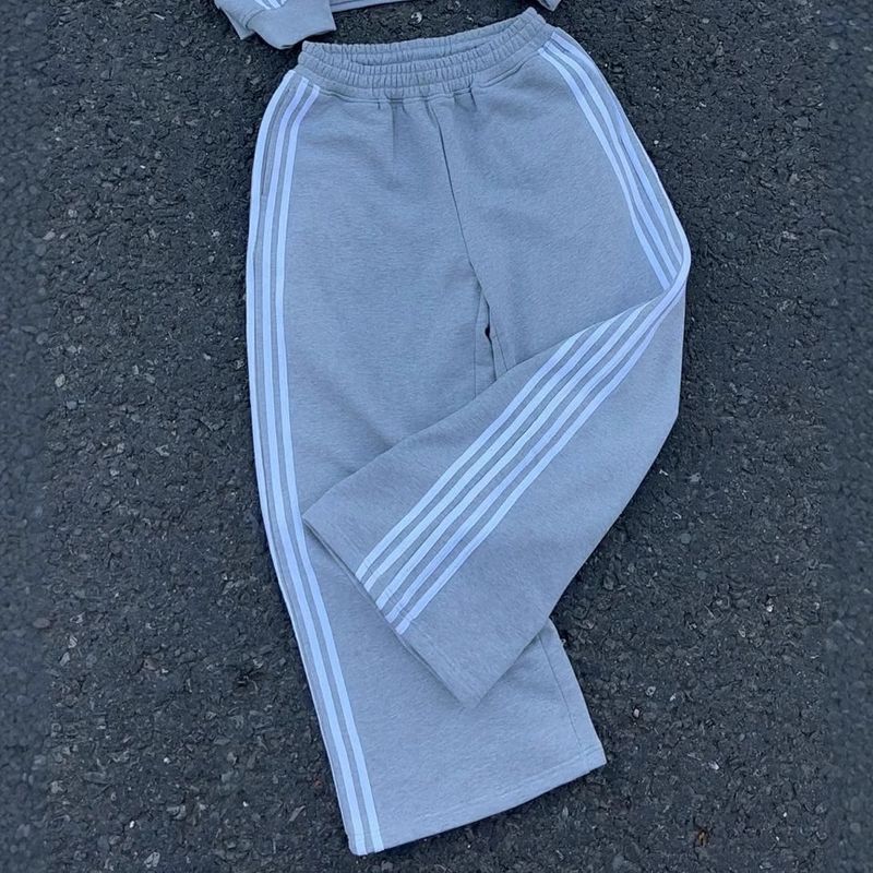 Hip-hop Trendy Brand HCW Striped Embroidered Zipper Hooded Sweater Sweatpants Two-piece Casual Suit_voghion.com
