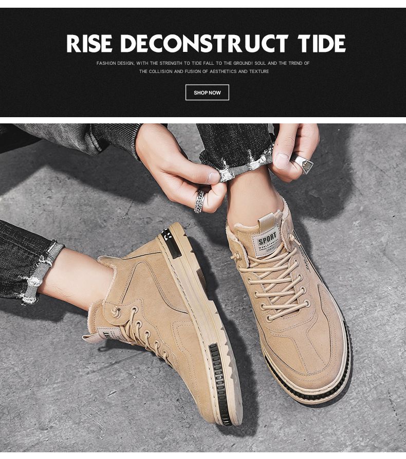 Scarpe antinfortunistiche alla moda, da uomo, invernali, in caldo cotone, casual, impermeabili, antiscivolo, nere, slip-on, foderate in pile_voghion.com