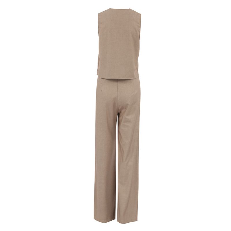 Women's Sleeveless Blazers Pocket Streetwear Solid Color_voghion.com