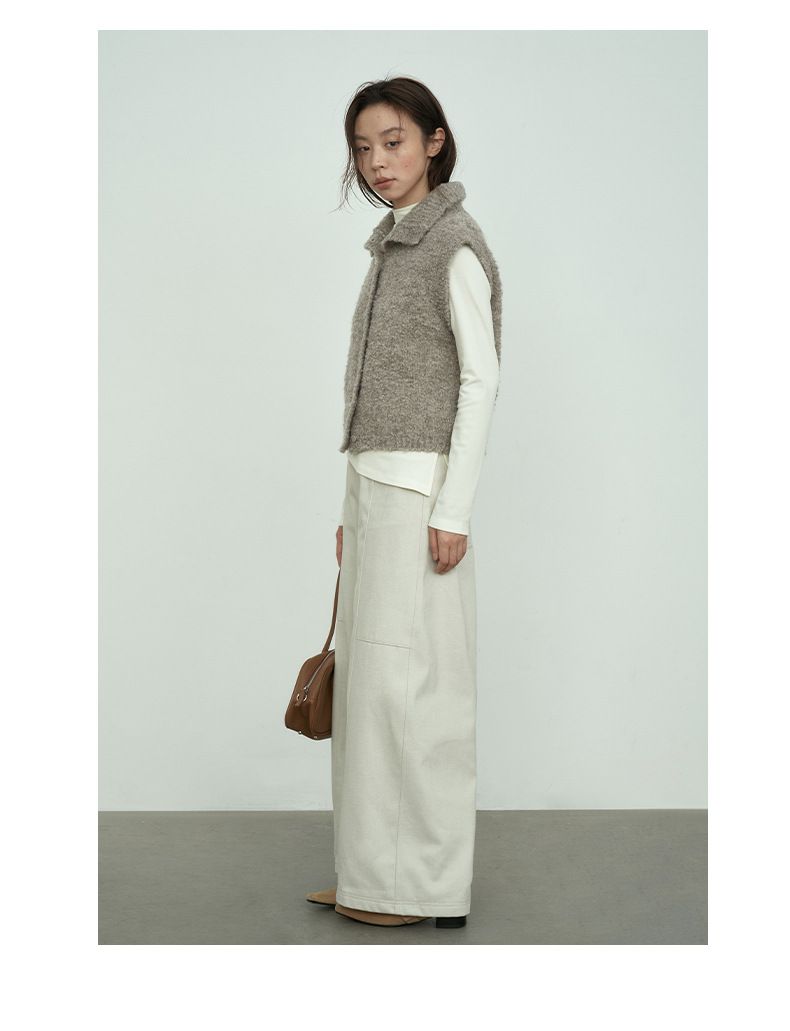 Lines Style Winter Korean Version Sleeveless Intellectual Commuting Versatile Wool Cardigan_voghion.com
