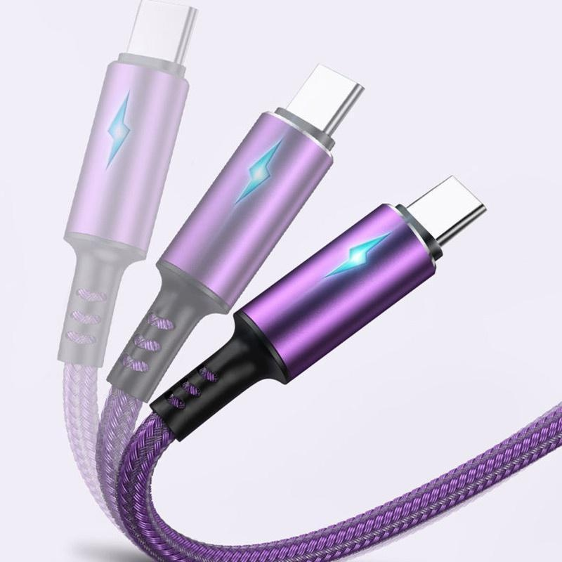 5A Led Light USB Cable de carga rápida para iPhone / iPad Para teléfono Android Tipo C Micro USB Samsung Xiaomi Huawei Redmi Más Cable de carga para teléfono móvil_voghion.com