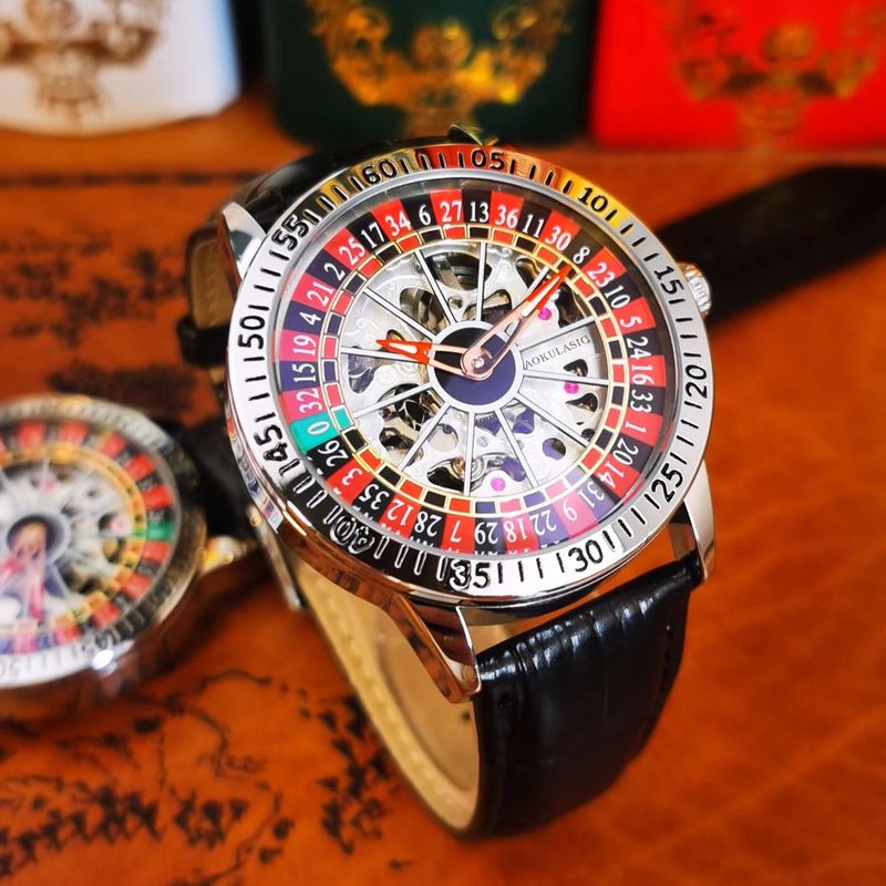 Fashion Rotatable Inner Dial Skeleton Mechanical Watch For Men Luminous Hands Steel Leather Band Automatic Watches_voghion.com