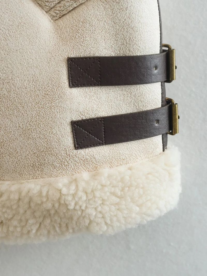 Γυναικεία Ρούχα Νέα Γούνα Ενσωματωμένη Φλις Συγκόλληση Αμάνικο Βαμβακερό Γιλέκο Γιλέκο Μπλούζα με Μπλούζα_voghion.com