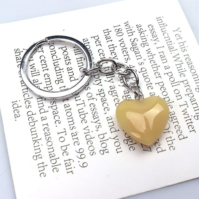 Natürlicher Kristall-Achat-Synthesestein, Liebes-Schlüsselanhänger, herzförmiger Anhänger, DIY-Geschenkbox, Schmuckzubehör_voghion.com
