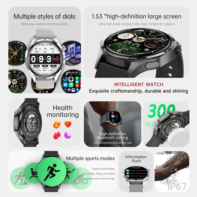 GT5 PRO Smart Watch Herrenuhr 5 Pro AMOLED HD-Bildschirm Bluetooth-Anruf GPS-Flugbahn NFC Herzfrequenz Kompass SmartWatches 2025 Neu_voghion.com