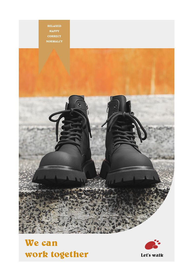 Lokomotiven-Werkzeugstiefel, hohe Spitze, dicke Sohle, erhöhte Martin-Stiefel, Outdoor-Wanderstiefel für Herren_voghion.com