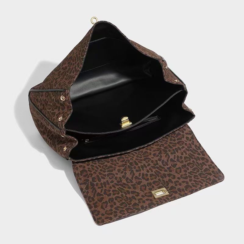 Borsa a tracolla grande e capiente da donna con stampa leopardata, primavera ed estate 2025, alla moda, versatile, per il tempo libero, quotidiano, semplice, personalizzata._voghion.com