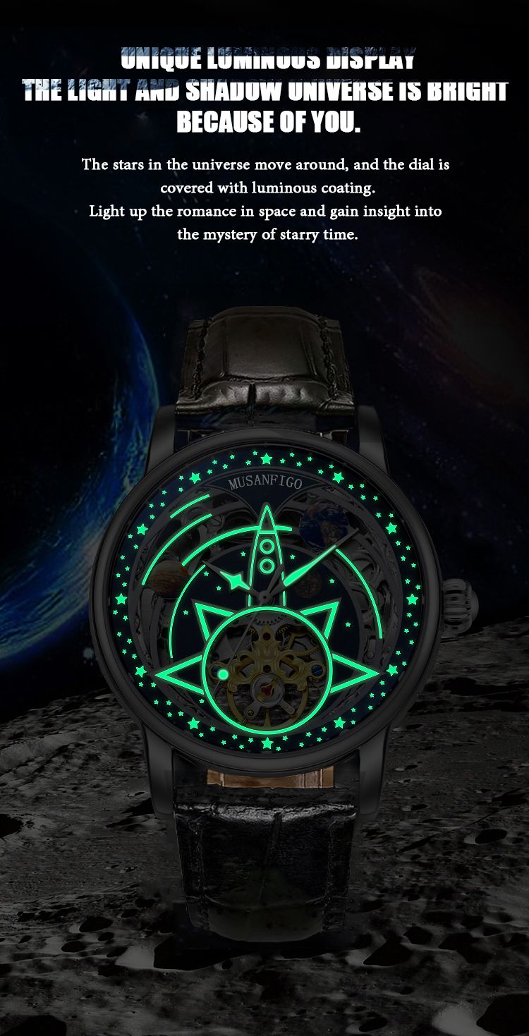 MUSANFIGO Automatic Mechanical Watch, Luminous Waterproof Trendy Watch, The Best Choice For Gift Giving_voghion.com