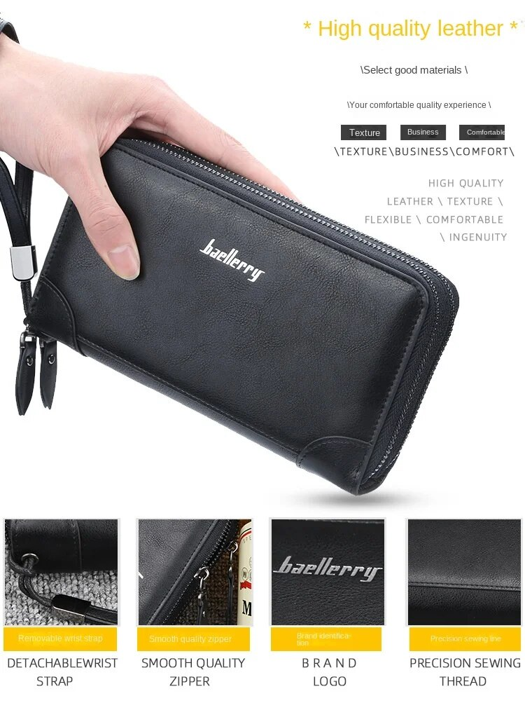 Portemonnee heren/modieuze nieuwe vintage portemonnee met lange clutch/dubbele ritssluiting_voghion.com