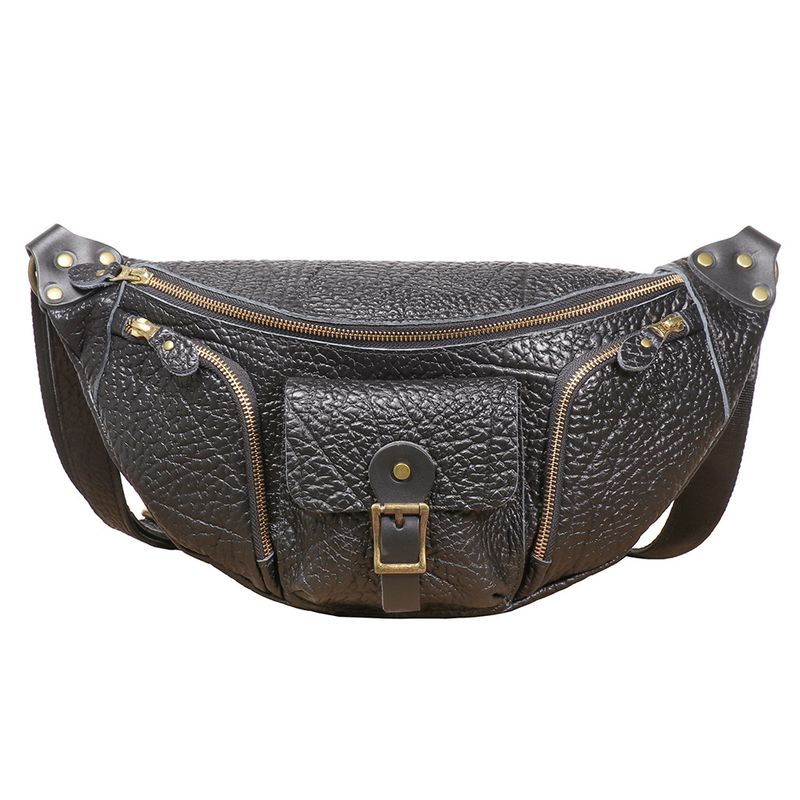 Heiße Herren-Brusttasche aus wildem Rindsleder, multifunktional, echte Taille, Outdoor-Pendler, Oberschicht aus Leder, einzelne Schulter, Umhängetasche_voghion.com