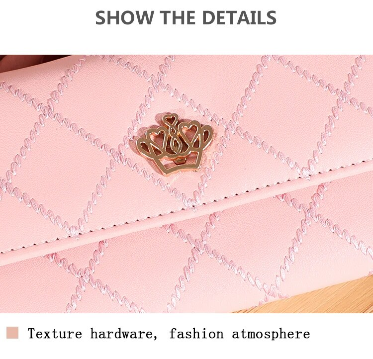 Frauen Brieftasche Dame Kupplung Leder Plaid Haspe Weibliche Brieftaschen Lange Länge Karte Halter Telefon Tasche Geld_voghion.com