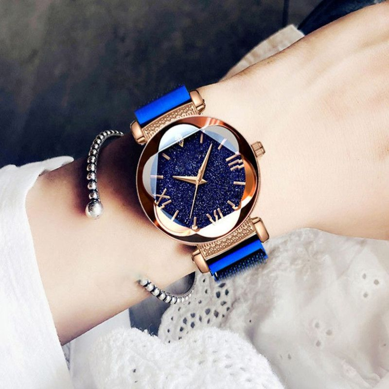 Yamaler Starry Sky Watch magnetilise rihmaga ümmarguse numbriga naistele mõeldud kvartskäekell kohtinguteks_voghion.com