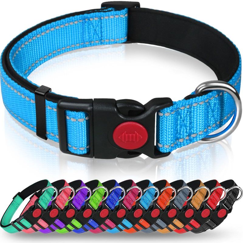 Coleira de nylon ajustável para animais de estimação, coleira refletiva para cães, suprimentos de segurança_voghion.com