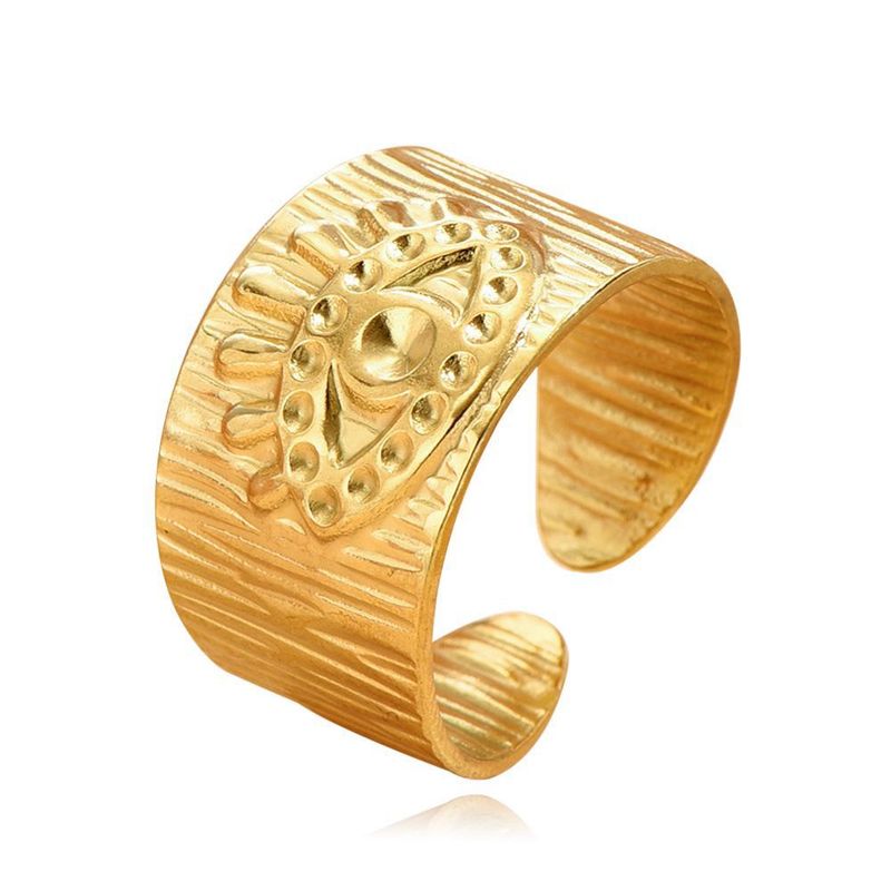Anello da uomo aperto con design a occhio magico in rilievo con ampia superficie, accessorio di moda da strada per personalità femminile_voghion.com