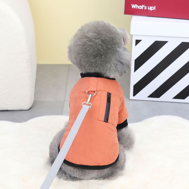 Abbigliamento per animali domestici autunno/inverno per cani con anello di trazione e cappotto in cotone con cerniera in velluto 23 colori_voghion.com