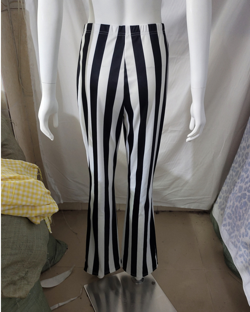 Women's Loose Wide-leg Vertical Stripe Sports Casual Pants_voghion.com
