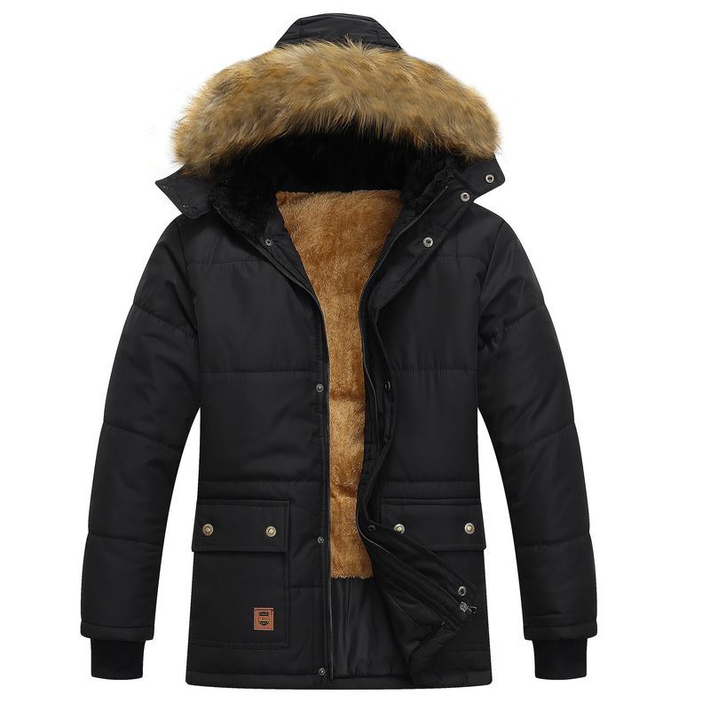 QFV507045555501<2 Manteau Jumia Grande Taille pour hommes d'âge mûr et seniors, doublure polaire, veste matelassée en coton épais, vêtements d'extérieur_voghion.com