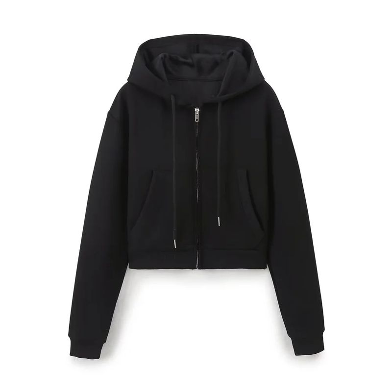 Frae Kleeder Stil Stitch Dekoratioun Elastesch Taille Doppelsäiteg Stoff Bell Bottom Hosen Zipper Sweatshirt Kostüm_voghion.com