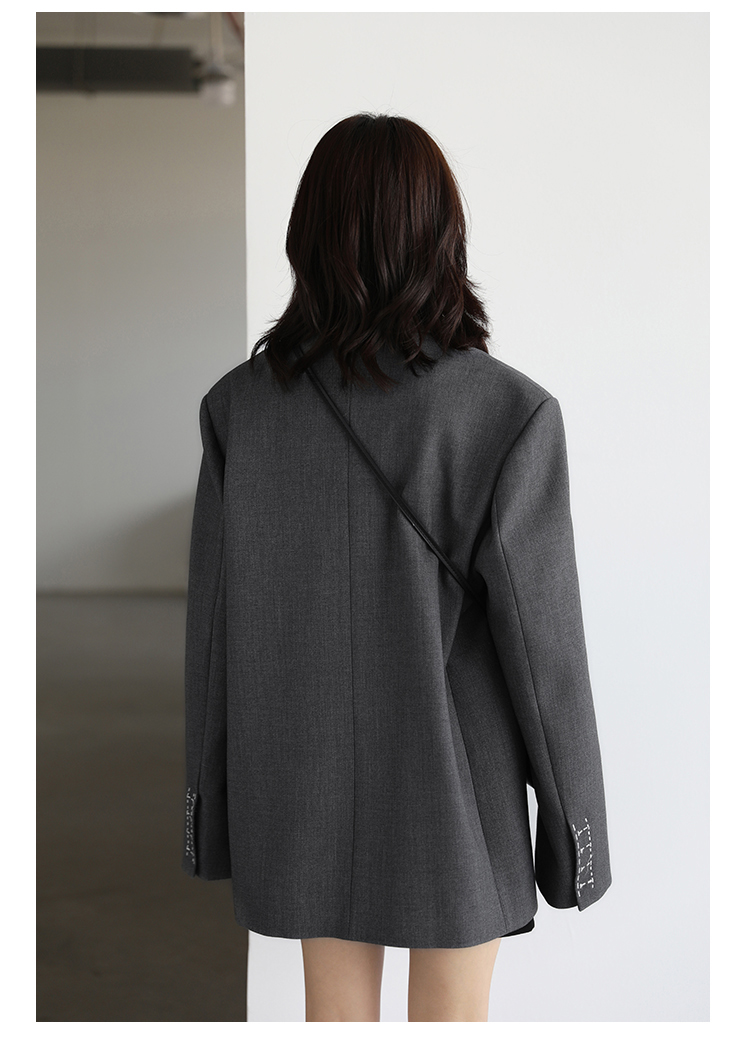 CHICVEN Donna Office Lady Blazer Polsino Ricamo Spalla Larga Abito in Twill Capispalla Donna Autunno Capispalla Elegante Top_voghion.com
