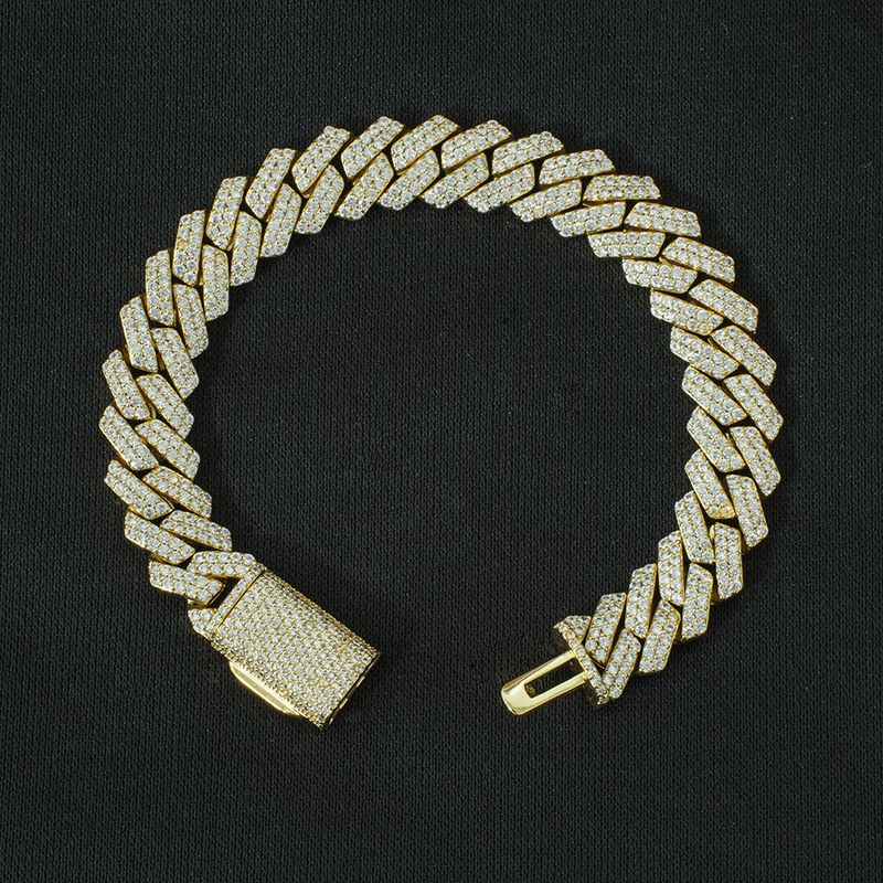 Collana con catena cubana Miami Fashion a 2 file, in rame placcato oro da 8 mm, con zirconi_voghion.com