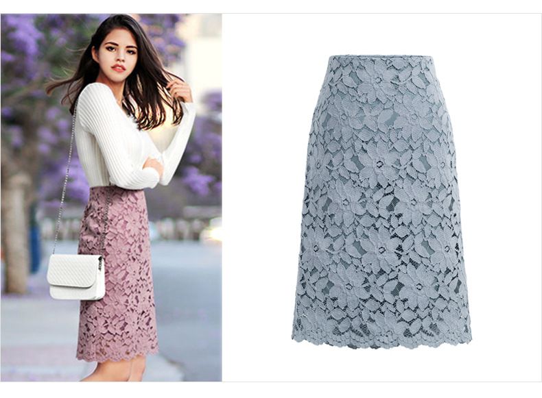 Women's Clothing new summer slim water soluble lace skirt very fairy French niche A line skirt mid length hip skirt_voghion.com