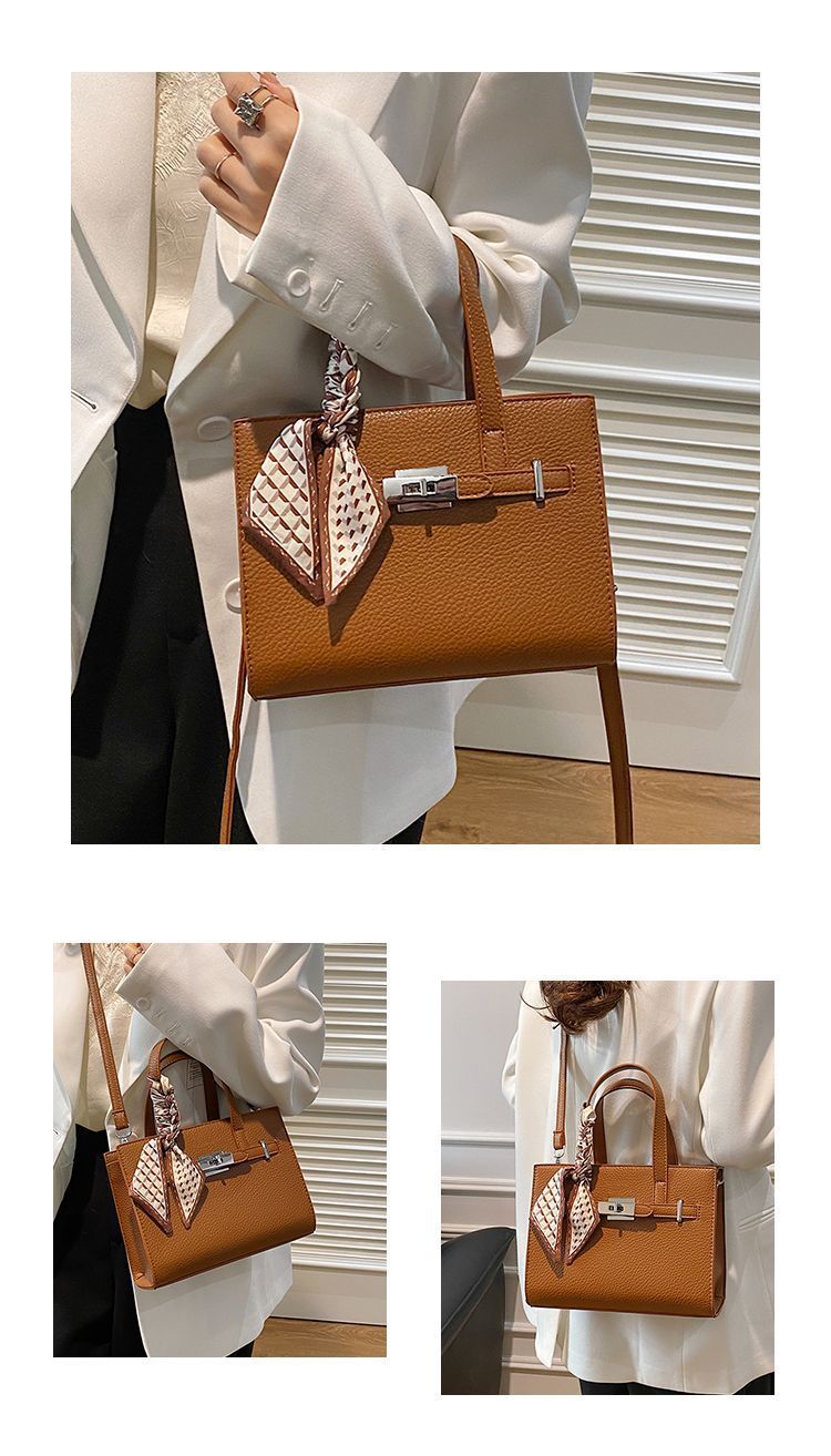 Texture Kelly per le donne 2025 primavera nuova versatile borsa a tracolla semplice da pendolare con motivo litchi a tracolla singola_voghion.com