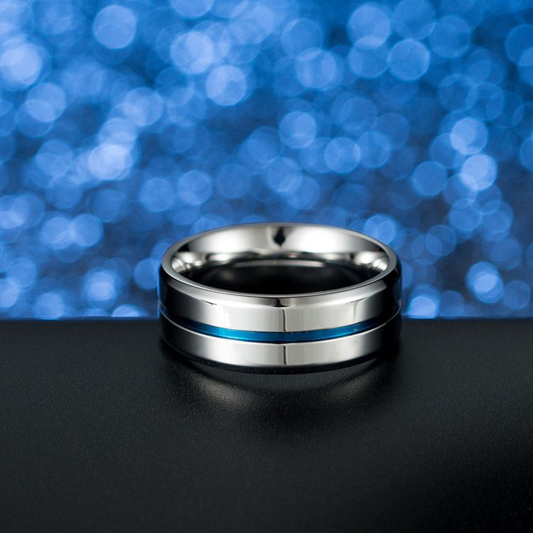 Einfache blau nut titanium stahl ring edelstahl schmuck zubehör_voghion.com