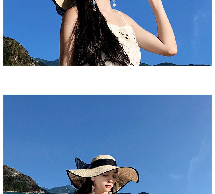 Pdmcms Beach Straw Hat for Summer Beach Outing Large Brim for Sun Protection and Vacation Versatile Cool Hat Sun Hat_voghion.com