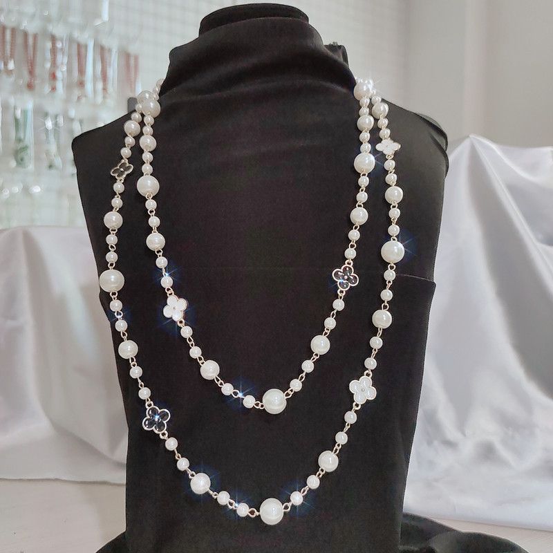 Pearl Necklace For Women 2024 New Light High-en Choker Autumn Winter Long Sweater Chain Elegant An_voghion.com