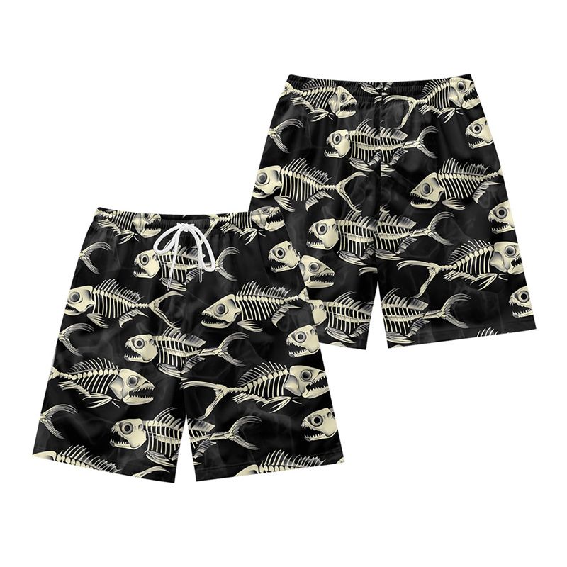 Coconut Tree Pattern Beach Shorts For Men Fishbone 3D Printed Swim Trunks Summer Street Surf Board Shorts Vacation Short Pants_voghion.com