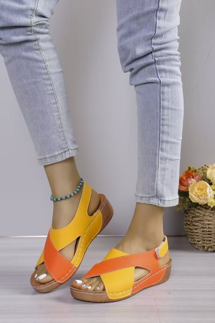 Kvėpuojančios basutės, spalvų blokavimo moteriški 2025 m. nauji vasaros laisvalaikio paplūdimio batai, šlepetės_voghion.com