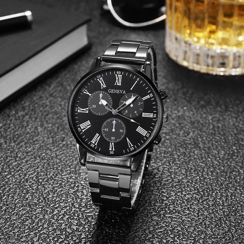 Orologi al quarzo da uomo, con cinturino a tre occhi, casual e alla moda, con cinturino al quarzo e bracciale in acciaio al titanio._voghion.com