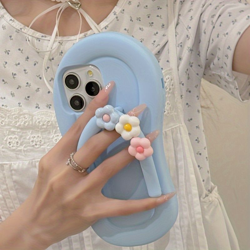 Novel Summer Flower Slipper Shape Mobile Phone Case for 12 13 14 15 promax_voghion.com